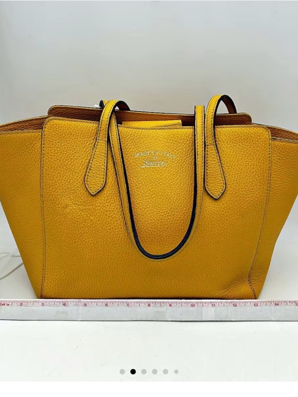 Gucci Yellow Pebbled Calfskin Leather Small Swing Tote Bag - Picture 7 of 7